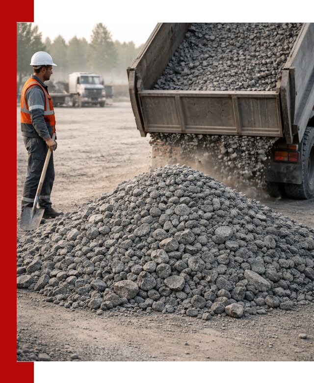 Гранитный щебень фракции 100–201 для строительства в Мысках