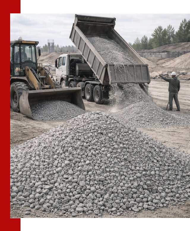 Доставка известнякового щебня фр. 5–20 в Мысках