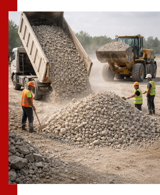 Доставка известнякового щебня фр. 40-70 в Мысках