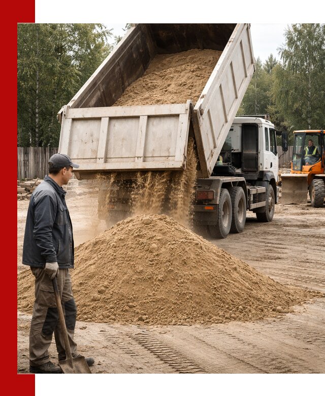 Доставка и продажа песка с разгрузкой в Мысках