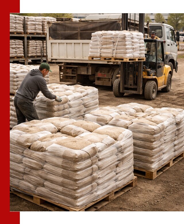 Карьерный песок в мешках с доставкой в Мысках