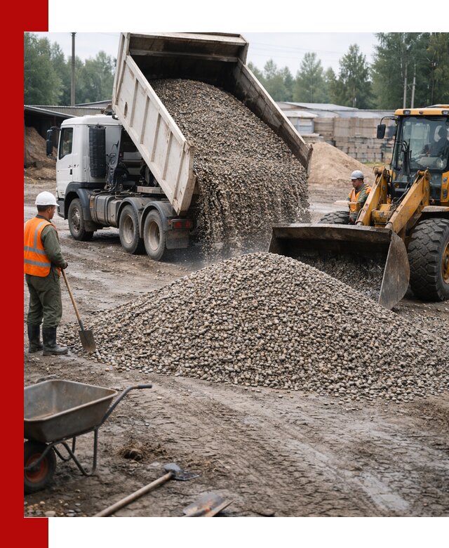 Мытый гравий с доставкой в Мысках от карьера до участка