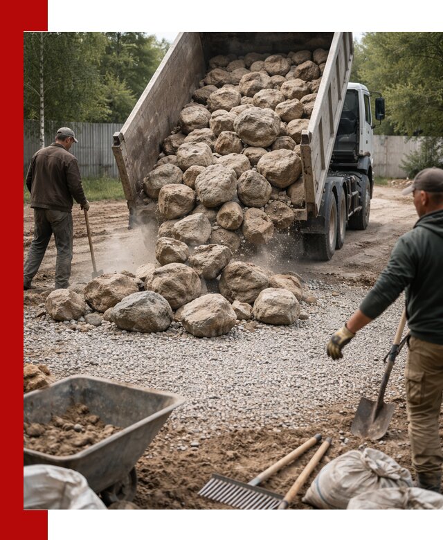 Доставка и укладка булыжника в Мысках