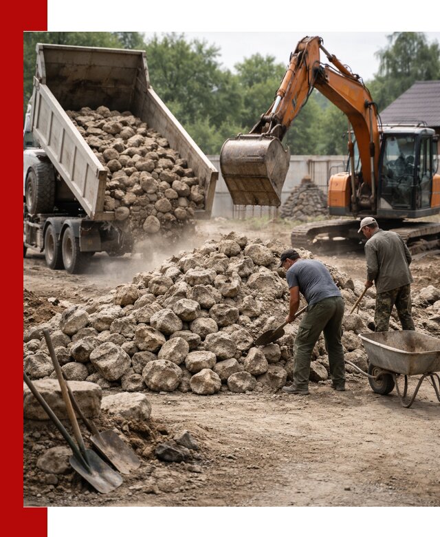 Доставка и разгрузка бутового камня в Мысках