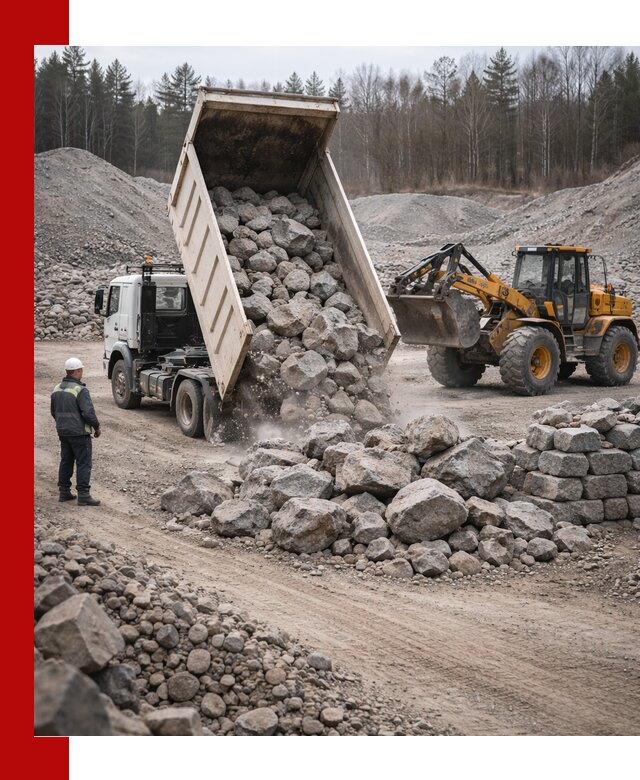 Доставка и продажа бутового гранитного камня в Мысках