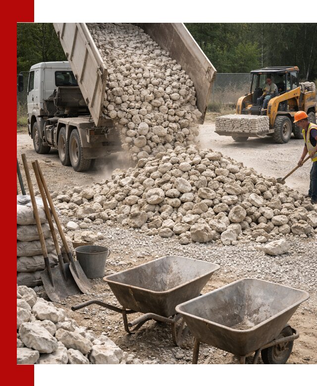 Доставка и продажа бутового известнякового камня в Мысках