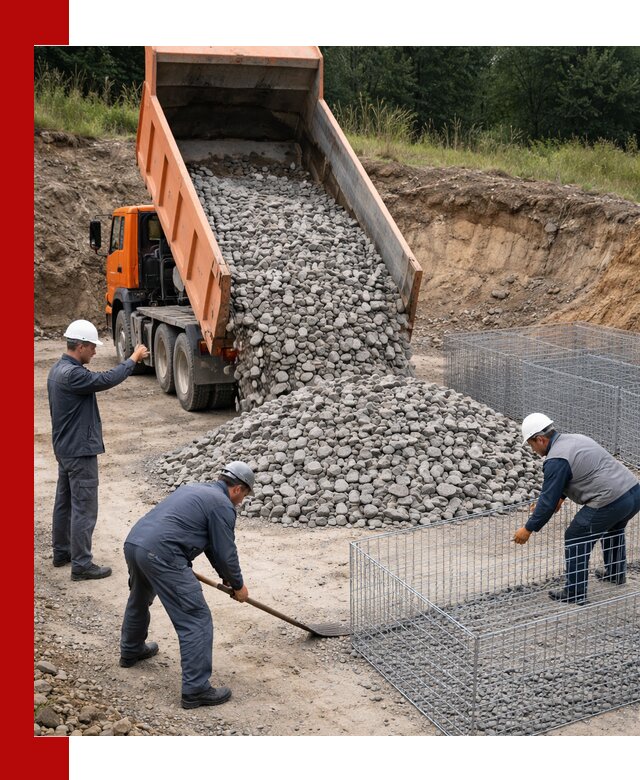 Камень для габионов с доставкой в Мысках быстро и надёжно