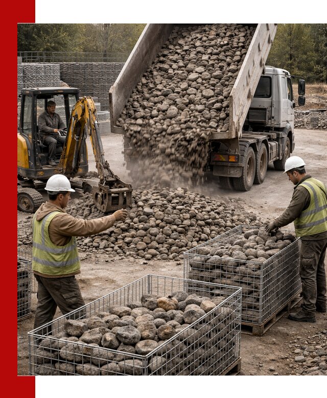 Камень для габионов фракция 100–201 в Мысках