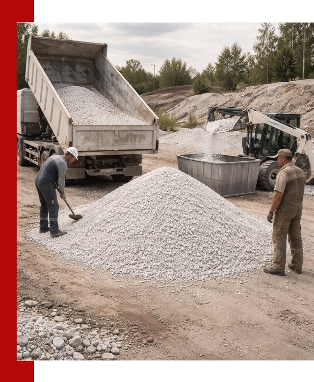 Доставка и продажа белой мраморной крошки в Мысках