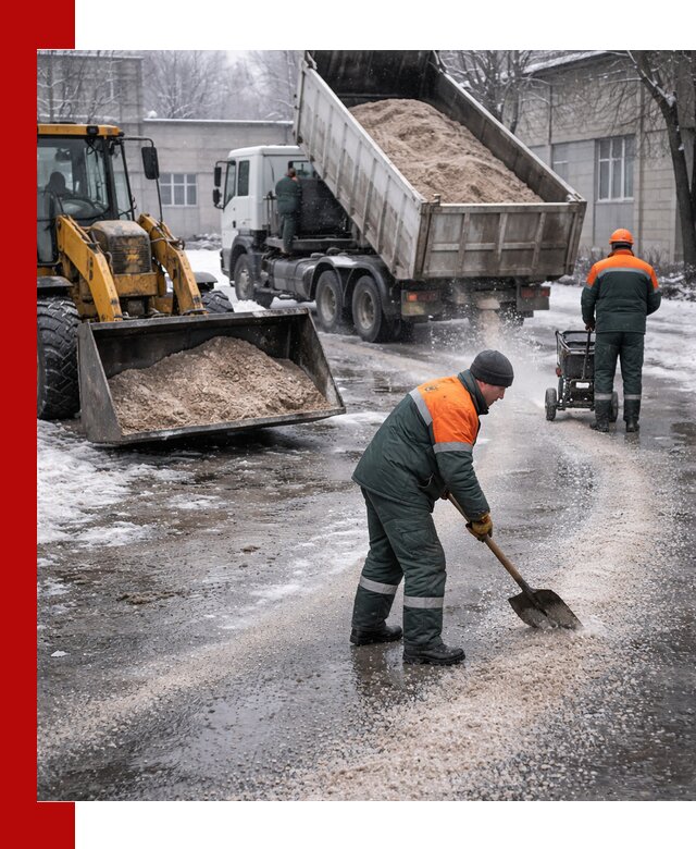 Реагент против гололеда с доставкой и нанесением в Мысках