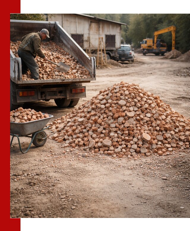 Доставка и подушка из боя кирпича с разгрузкой в Мысках