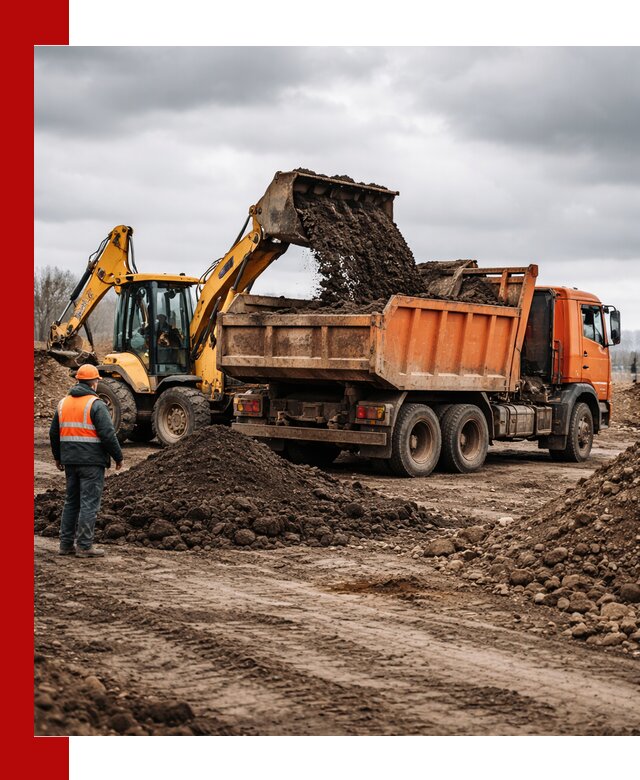 Вывоз грунта и строительного мусора в Мысках грузовыми самосвалами