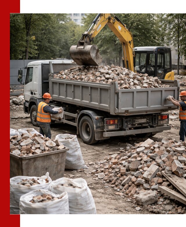 Вывоз строительного мусора в Мысках с самосвалами и контейнерами