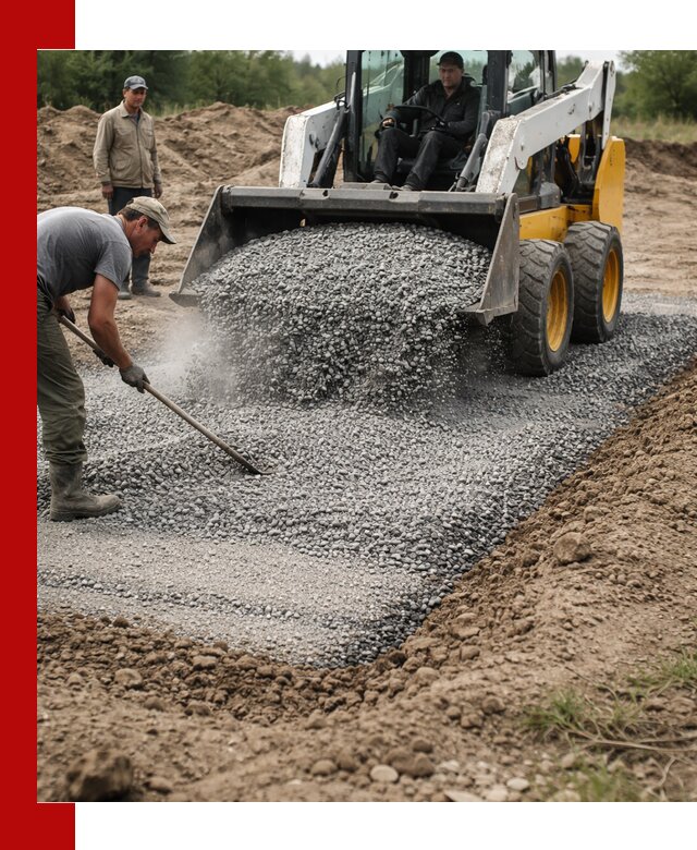 Устройство щебеночной подушки в Мысках для дорог и фундаментов